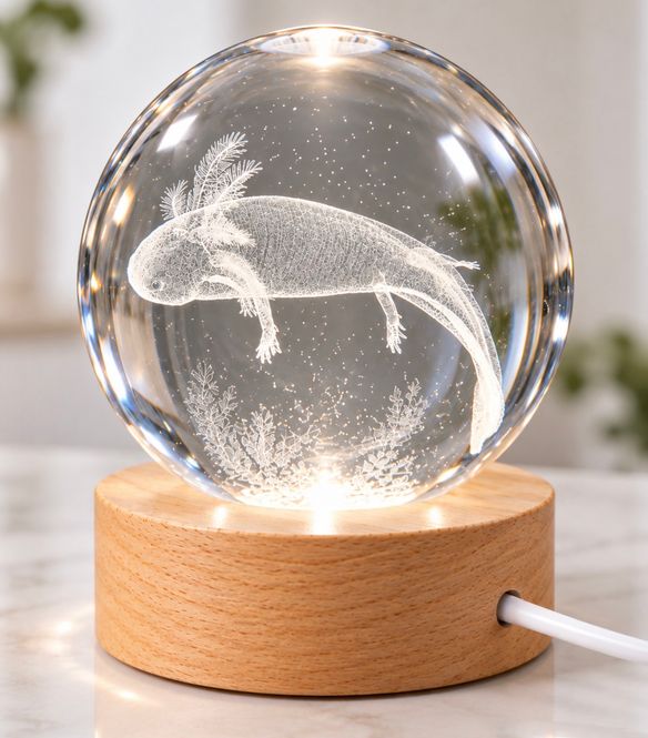 Hovedbilde Axolotl 3D Glasskule - LED ...