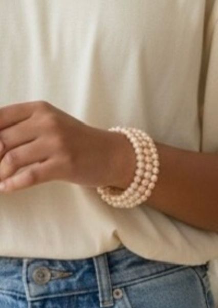 Hovedbilde Armbånd Perle Gull Lys 8-9mm