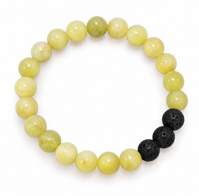 Hovedbilde Gul Jade og Lava 8mm Armbånd 